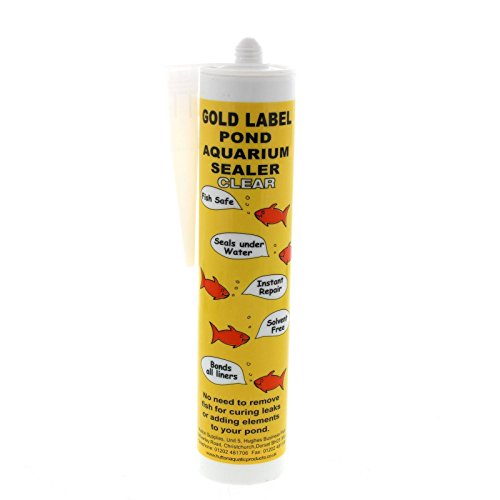 Clear Underwater Sealant 9.5 Fl Oz, Clear Gold Label Koi Pond and Aquarium Sealant Bonds and Seals Leaks Underwater