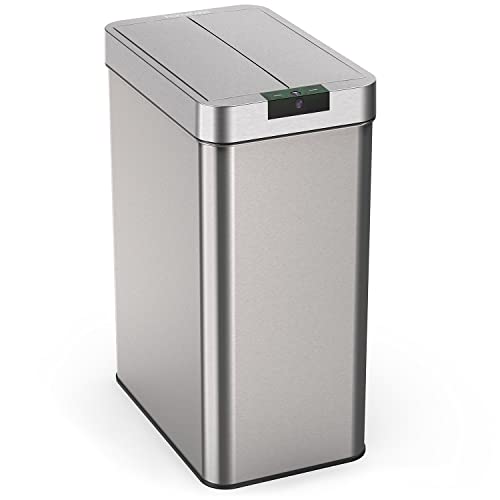 hOmeLabs 21 Gallon Automatic Trash Can for Kitchen - Stainless Steel Garbage Can with No Touch Motion Sensor Butterfly Lid and Infrared Technology with AC Power Adapter