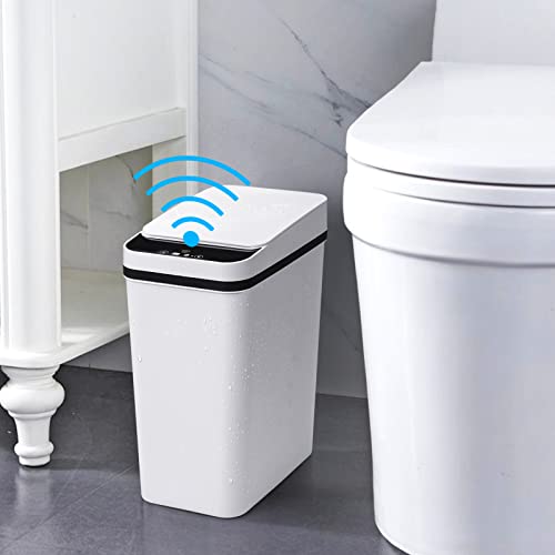 Anborry Bathroom Smart Touchless Trash Can 2.2 Gallon Automatic Motion Sensor Rubbish Can with Lid Electric Waterproof Narrow Small Garbage Bin for Kitchen, Office, Living Room, Toilet, Bedroom, RV