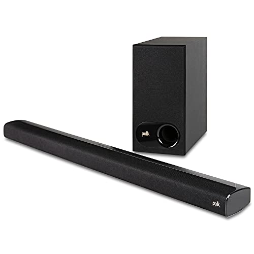 Polk Audio Signa S2 Ultra-Slim TV Sound Bar | Works with 4K & HD TVs | Wireless Subwoofer | Includes HDMI & Optical Cables | Bluetooth Enabled, Black