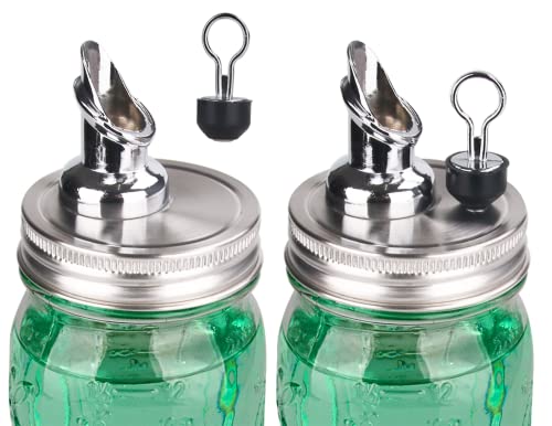 mason jar spouts.Free Flow Mason Jar Spout ,mason jar for spout regular mouth size 70mmStainless steel lid, Mason Jar Pourer 2 Pack (Zinc alloy)