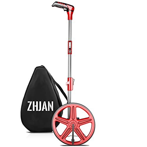 ZHJAN Measuring Wheel with Back Bag,Foldable Distance Measuring Wheels in Feet and Inches, Measurement 0-9,999Ft,Suitable for Lawn/Hard/Soft/Wood Road Measuring