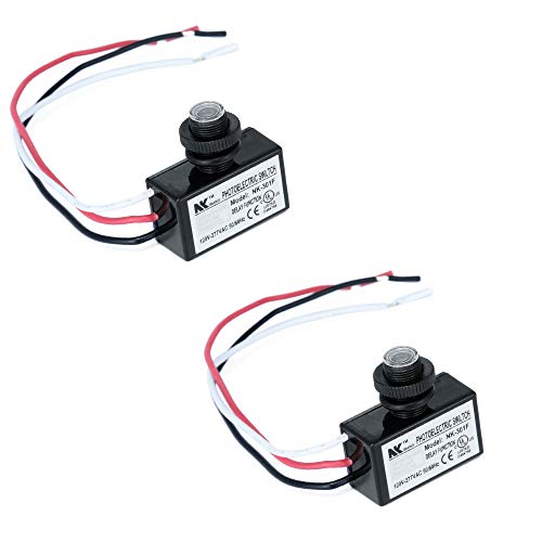 KOOBOOK 2Pcs AC 120-277V Photoelectric Switch Dusk to Dawn Button Flush Mount Photo Control Eye Switch Light Photocell Sensor