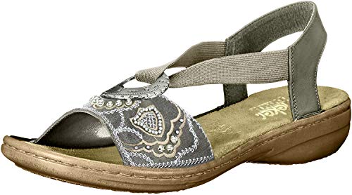 Rieker Womens 608B9-45 Fashion Sandals Gray Grau (Smoke 45) Size: 6.5 (40 EU)