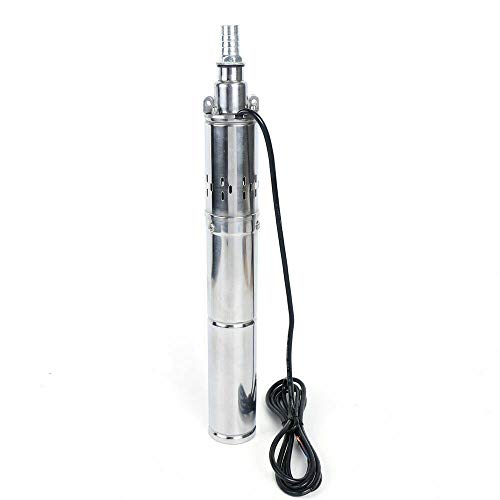 DC 24V Deep Well Solar Submersible Water Pump, 370W Farm Ranch Submersible Deep Bore Well Water Pump Brushless DC Motor, Solar Water Pump for Village, Family, Farm, Camping Car Water Supply