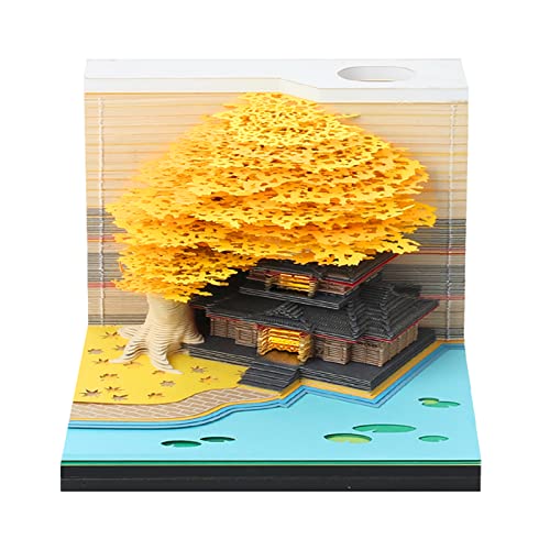 3D Memo Pad Paper Carving Art 3D Sticky Notes Convenience Post Notes Marriage Tree Kawaii Notepad with Light Pen Holder DIY Creative Gifts