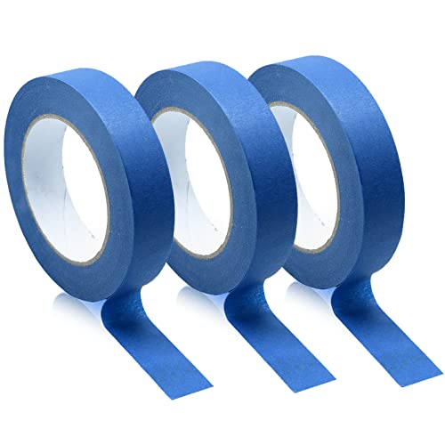 3PCS Premium Blue Painters Tape, Paint Tapes, Masking Tape for DIY Crafts & Arts, Painting Tape with Adhesive Backing, Easy Removal Paper Rolls for Decoration, Labeling, Packing, Home (0.94IN X 65FT)