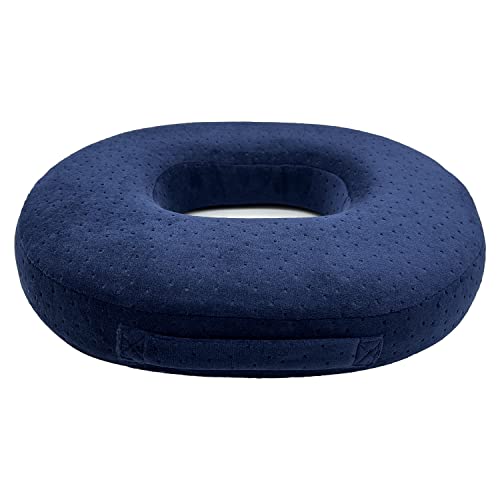 Seat Cushion Memory Foam Cushion - Donut Cushion for Relief of Haemorrhoids and Piles, Coccyx Pain, Suitable for Wheelchair, Car Seat, Office Or Outdoor (Navy Blue)