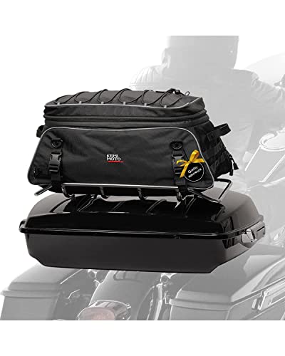 kemimoto Motorcycle Travel Luggage, Tour-Pack Rack Bag Soft Collapsible Trunk Bag with Bar Straps for Road King Street Glide Road Glide Black