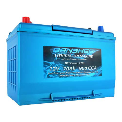 Deep Cycle Lithium Ion Marine Battery Group 27 Dual Terminal Replaces Optima D27M Blue Top 900CCA