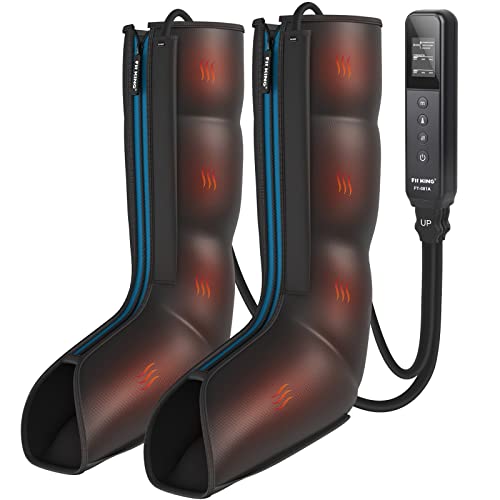 FIT KING Leg Massager with Heat - Upgraded Leg Compression Massager for Circulation and Pain Relief, FSA HSA Approved Foot and Leg Massager Compression Boot for Edema, Relax Recover - Gift for Mom Dad