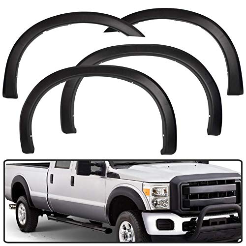 CHADE Fender Flares Kit Compatible with 1999-2007 Ford F250/F350 Super Duty Models Only (Does not fit Dually Models) Textured Black Paintable Finish Front Rear Factory Style Wheel Cover 4pcs