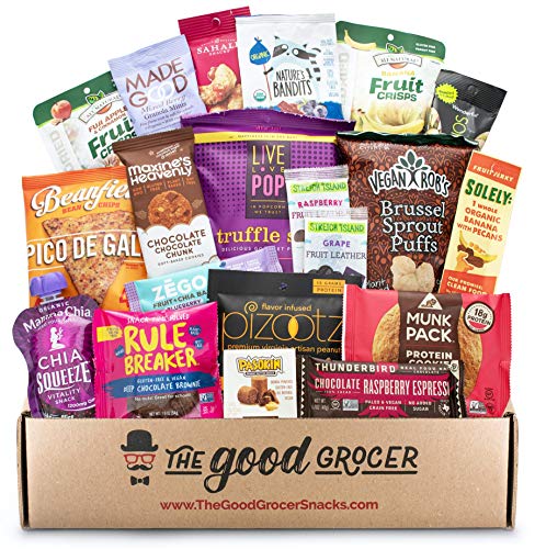 Premium GLUTEN FREE and VEGAN (DAIRY and SOY FREE) Healthy Snacks Care Package (20Ct): Easter Gift Basket Stuffers Featuring Delicious, Wholesome, Nutrient Dense Gluten Free and Vegan snacks. Office College Client Gift Box Variety