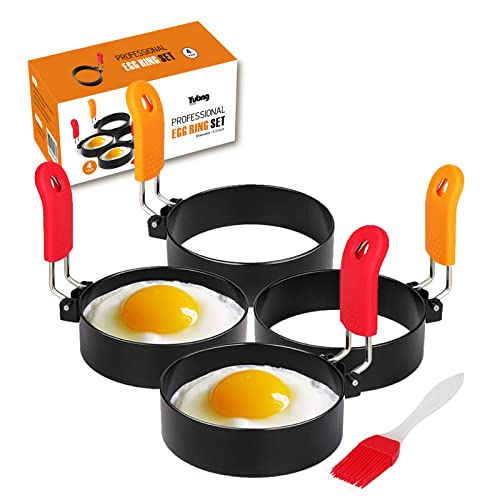 Yubng 3.5 inch Egg Rings for Frying Eggs,4 PackNon-Stick Egg Patty Maker, Pancake Mold for Indoor Camping Breakfast Sandwiches Egg Mcmuffins(4 pack, 3.5inch)
