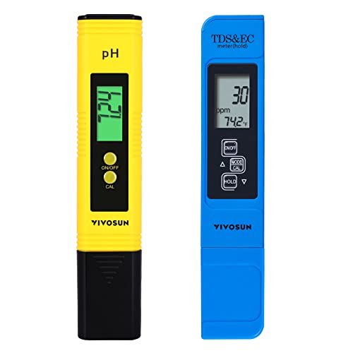 VIVOSUN pH and TDS Meter Combo, 0.05ph High Accuracy Pen Type pH Meter  2% Readout Accuracy 3-in-1 TDS EC Temperature Meter for Hydroponics, Household Drinking, and Aquarium, UL Certified