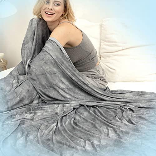 Tametra Cooling Blanket for Hot Sleepers, Tie-dye Decorative Double Sided Cooling Blanket, King Size Lightweight Breathable Oversized Summer Blanket, Q-MAX>0.441, for Night Sweats with Laundry Bag