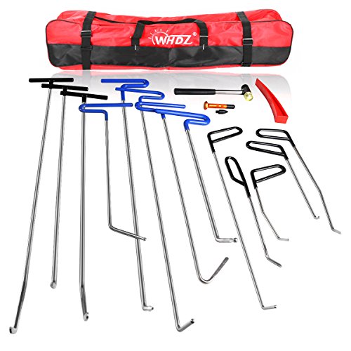 WHDZ Paintless Dent Repair Rods 16pcs Auto Body Dent Repair Hail Damage Removal Tools Paintless Dent Repair Rods Tool for Car Dent Ding Removal