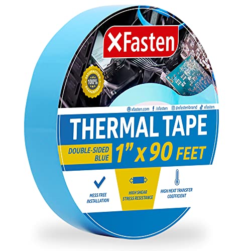 X Fasten Thermal Double-Sided Adhesive Tape, 1 Inch x 90 Feet, High Thermal Conductivity and Electrical Insulating Thermal Tape for LED Strips, 3D Printing Beds, Computer CPU, Heat Sinks