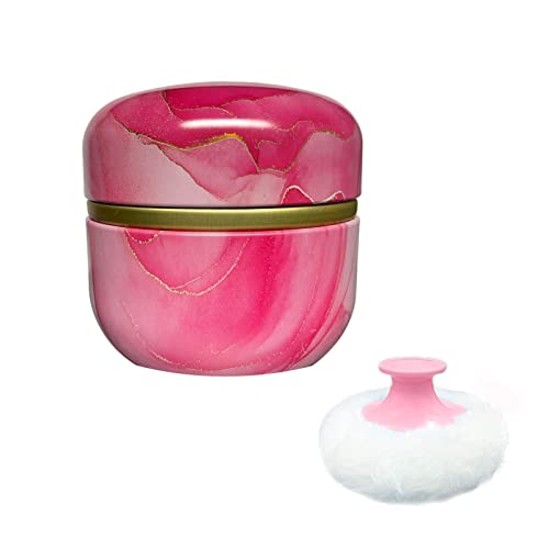 Qopoto Large Powder Puff for Body Powder and Container for Loose Powder, Baby Powder Puff and Powder Box for Bath and Travel (Pink Gilding)