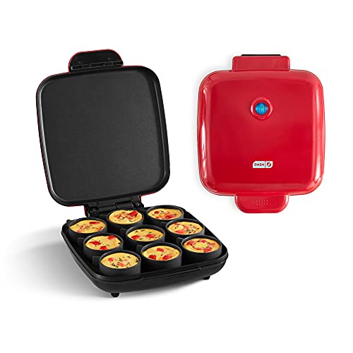 Dash Sous Vide StyleFamilySize Egg Bite Maker for Breakfast Bites, Sandwiches, Healthy Snacks or Desserts, Keto & Paleo Friendly (9 Servings), Red, 9 Egg Bites