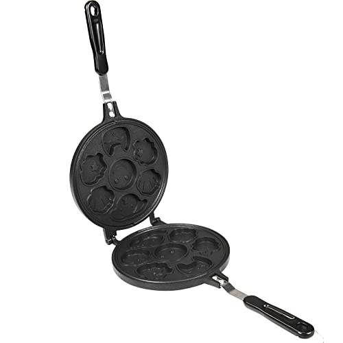 Double-Sided, Easy to Flip Emoji Smiley and Animal Face Mini Pancake Pan - Non-stick, Fast Cook Pan Cake Griddle with 7 Unique Faces- for all Kids