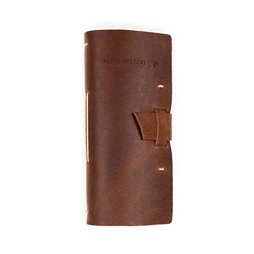 Leather Hunting Log Book Designed for Hunters, Record Hunts for All Species, Hunting Journal 96 Pages (Saddle)