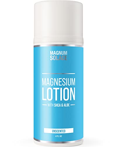 Magnesium Lotion  Super Concentrated  Made with Aloe and Shea  for Leg Cramps, Sore Muscles & Joints, Rejuvenation  Safe for Kids, Made in The USA (Unscented)