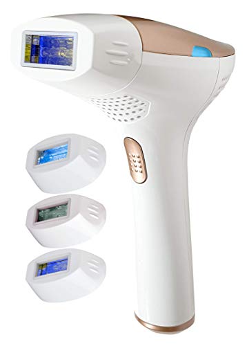 FAUSTINA 3-in-1 IPL (3 Lamps 1,500,000 Shots) Hair Removal, Skin Rejuvenation, and Acne Clearance Device - Completely Painless - Full Results After 3-7 Treatments - Free Pouch & Sunglasses.