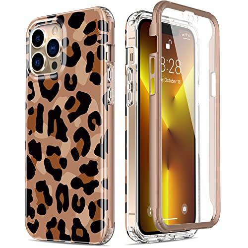 Esdot iPhone 13 Pro Case with Built-in Screen Protector,Military Grade Rugged Cover with Fashionable Designs for Women Girls,Protective Phone Case for Apple iPhone 13 Pro 6.1" Beautiful Cheetah