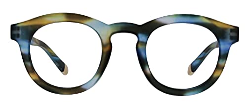 Peepers by PeeperSpecs Women's Stardust Round Blue Light Blocking Reading Glasses, Multi Horn, 46 + 1.5