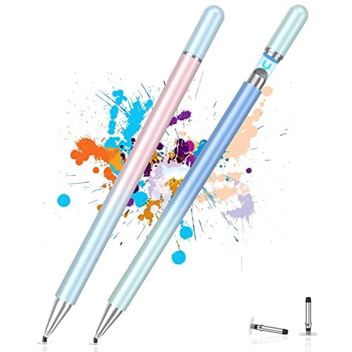 Stylus Pens for Touch Screens(2 Pcs), High Sensitivity 2-in-1 Magnetic Disc Stylus Pen for iPad Compatible with All Capacitive Touch Screens (Blue Pink/Light Green Blue)