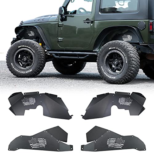 ROADER Front & Rear Inner Fender Liners US Flag Pattern Liner Compatible with 2007-2018 Jeep Wrangler JK JKU Unlimited Sport Sahara Rubicon 2/4 Doors