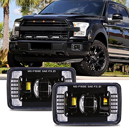 Upgrade LED Fog Lights 4 inch DRL for 2015-2020 Ford F150 Bumper Driving Light with Daytime Running Light Set 1 Pair Black