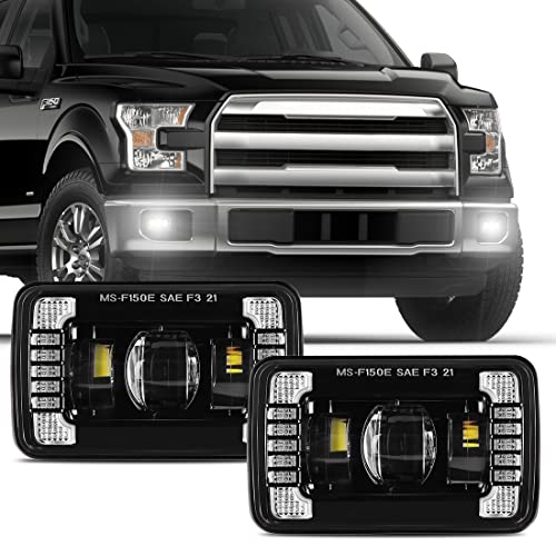 4X4FLSTC DOT Approved LED Fog Lights Assembly with DRL Compatible with Ford F150 2015 2016 2017 2018 2019 2020 Replacement LED Bumper Driving Fog light Kit Clear Lens 1 Pair - Black