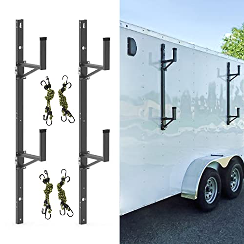 ELITEWILL Adjustable Trailer Ladder Rack Fit for Enclosed Trailer Exterior Side Wall - Carry 1 or 2 Ladders