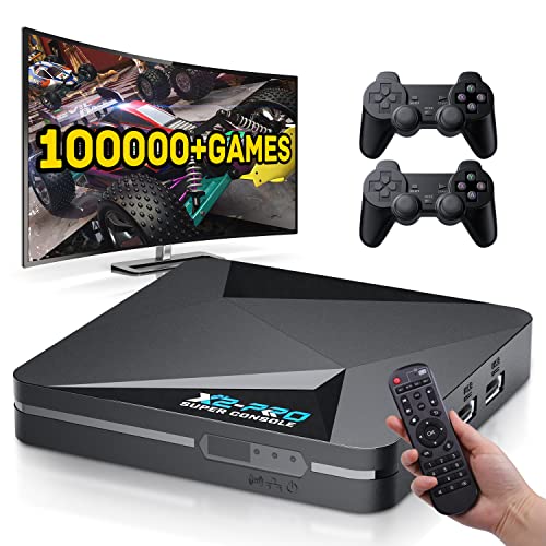 Kinhank Super Console X2 PRO Retro Game Console with 100,000+Games, Plug&Play Video Game Console,EmuElec 4.5/Android 9.0/CoreElec,4K HD Emulator Console Compatible with PSP/PS1/DC/MAME,2.4+5G,BT 5.0