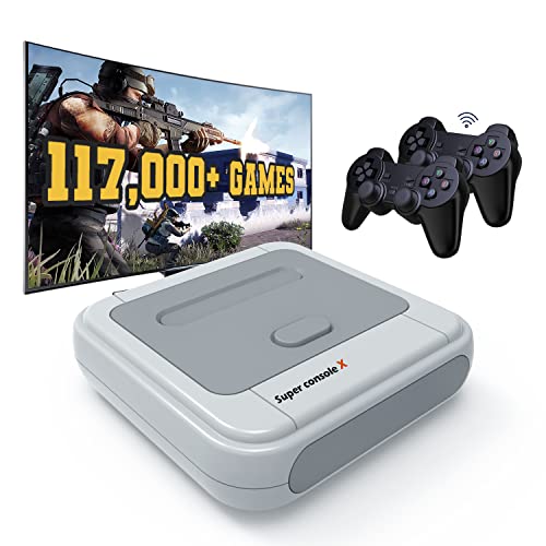 Kinhank Super Console X 256GB, Retro Game Console Built-in 117,000+ Games, Video Game Console Systems for 1080P/720P Output, Compatible with PS1/PSP/MAME/ATARI, WIFI/LAN, 2 Wireless Controllers (256GB)