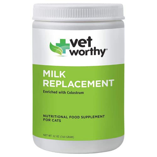 Vet Worthy Milk Replacement for Cats - Milk Formula Replacer for Puppies, Pregnant, Lactating, Elderly or Recovering Dogs - Enriched with Colostrum, Whey Protein, Vitamins, and Minerals - 12 oz