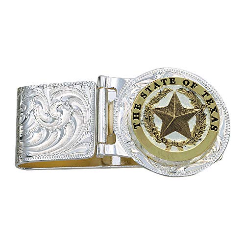 Montana Silversmiths Western Themed Money Clip, Made in USA (Texas Star Hinged)