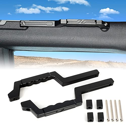 OMU 2 PCS Bronco Front Roll Bar Grab Handles Compatible with 2021-2022 Ford Bronco 2 & 4 Door Accessories(Aluminum Alloy,Black)-Grip Handle Ford Bronco Interior Accessories,Only Fits Front Seat