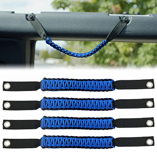 YANWEN Grab Handles for Ford Bronco 2021-2022 2/4 Door, Roll Bar Paracord Grip Handles, for Ford Bronco Interior Accessories(Blue 4PCS)