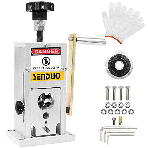 SENDUO Upgraded Manual Wire Stripping Machine 0.06-1.57in,Hand-cranked or Drill-driven Cable Stripper Machine, Wire Stripper Tool with Replacement a Blade For Scrap Copper Recycling