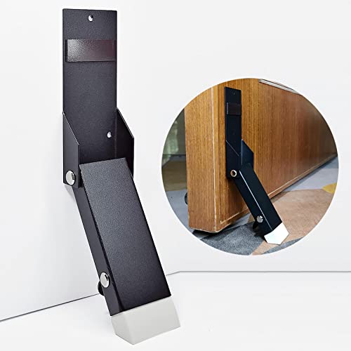 Door Stoppers for Bottom of Door, No Drilling Door Stop Hold Door Open, Self Adhesive Doorstop Holder with Rubber Tip, One Touch Kickdown Door Stop, Doorstopper Door Wedge Easy Install