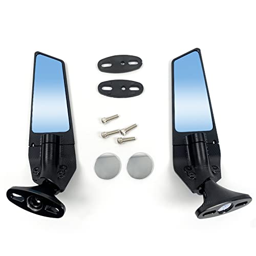 Motorcycle Rearview Mirror Winglet Wind Wing Adjustable Compatible with KAWASAKI Ninja 400 Ninja 650 ZX10R ZX6R ZX-636 2018-2022 Stealth Mirror Rotating Side Mirror Multi-angle Anti-glare lens CNC