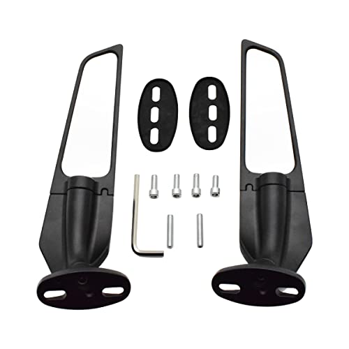 RCRBT 2Pcs Widen Modified Motorcycle Wing Adjustable Rotating Side Rearview Mirrors Compatible with 2014-2022 Kawasaki Ninja 250 300 H2 H4 400 650 ZX10R ZX6R ZX 636