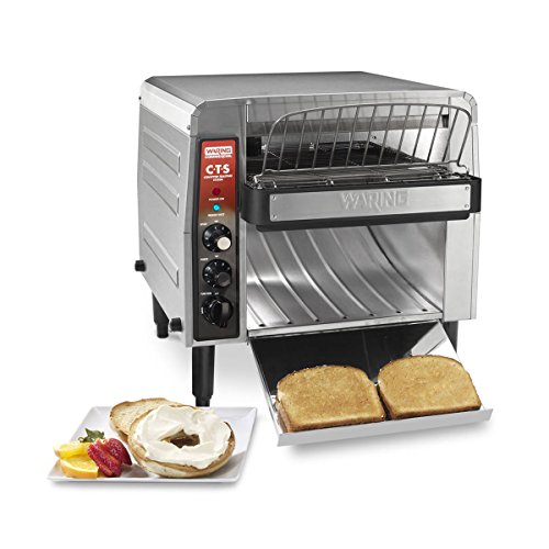 Waring Commercial CTS1000B Conveyer Toaster, 1000+ slices per hour, 208V, 2700W, 6-20 Phase Plug,Silver