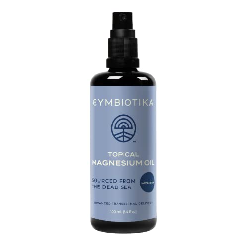 CYMBIOTIKA Topical Magnesium Oil Spray for Body, Supplement for Leg Cramps, Muscle, Joint Health & Sleep Support, Includes Magnesium Chloride, Lavender Extract, Aloe Vera - Skin Applicator