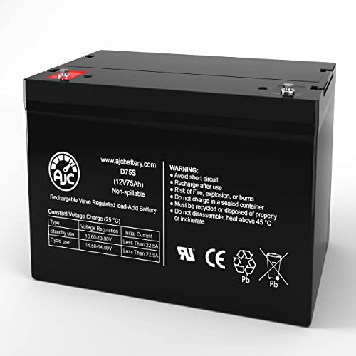 AJC Battery Compatible with Quantum Rehab Q6 Edge Z 12V 75Ah Wheelchair Battery