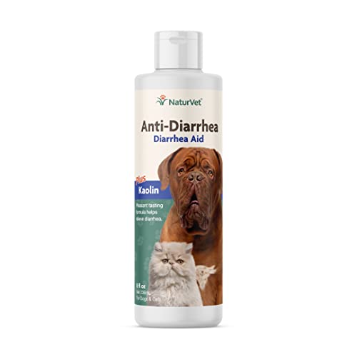 NaturVet Anti-Diarrhea Liquid Pet Supplement Plus Kaolin  Helps Alleviate Discomfort, Cramping, Irritation From Diarrhea for Dogs, Cats  Great Taste  8 Oz.