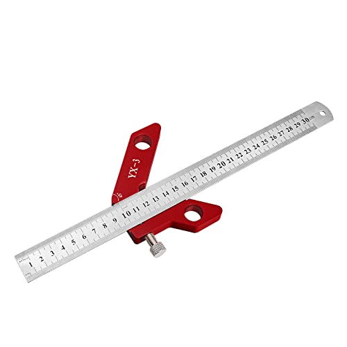 YX-3 Center Finder Woodworking Square Center Scribe 45 90 Degrees Angle Line Scriber Marking Tools Metric and Inch Ruler Magnetic Wood Measuring Scribe Tool